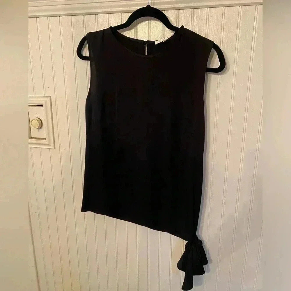 MILLY Side tie Sleeveless Silk Blouse